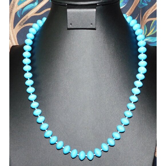 Simple Casual Sky  Blue  Beaded  Necklace - Picture 2 of 3